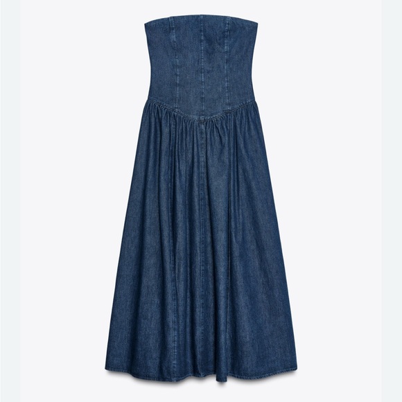Zara Dresses & Skirts - Zara Blue Strapless Denim Dress